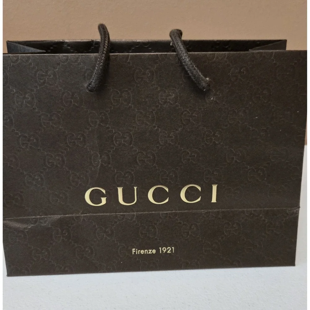 Gucci Brown Shopping Bag Firenze 1921 GG‎ Monogram Rope Handles Medium